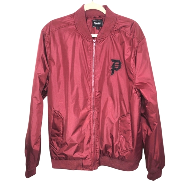 Primitive Skateboarding Bomber Jacket Burgundy Sz L - Picture 1 of 8